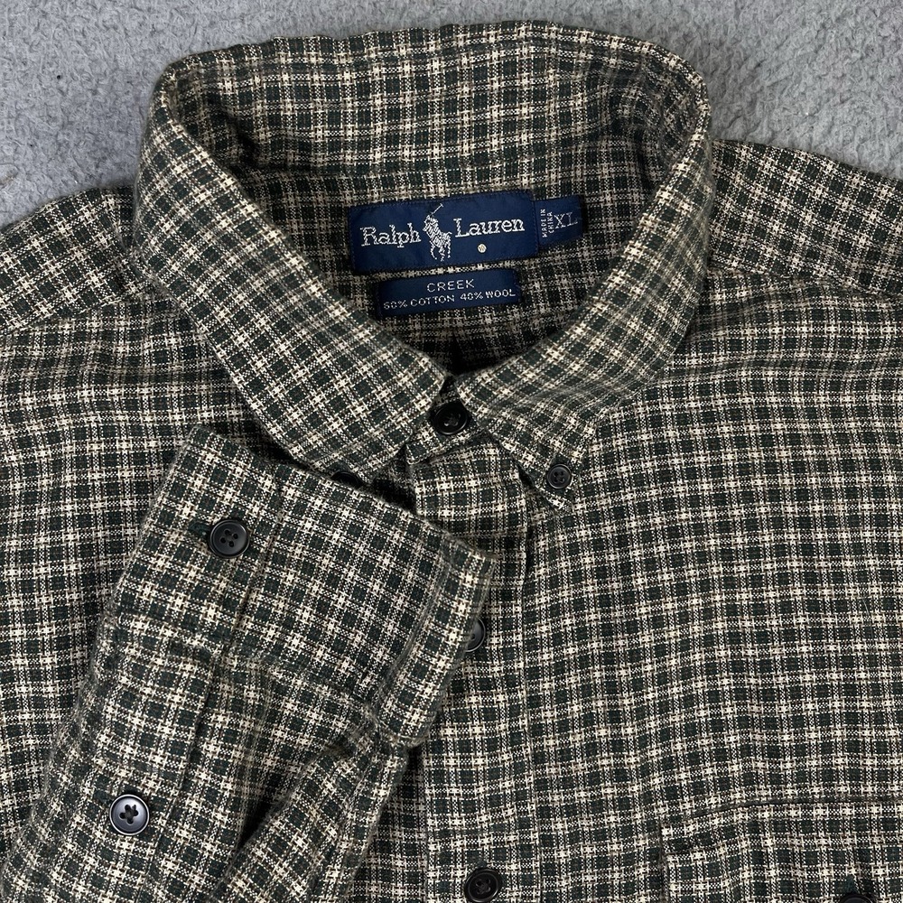Vintage Ralph Lauren Creek Plaid Wool Blend Shirt Mens‎ XL Button Up Y2K